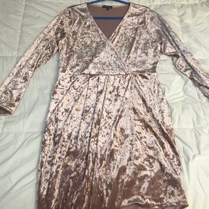 Plus Size Velvet Surplice Asymmetrical Dress